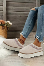 Load image into Gallery viewer, White Embroidered Sherpa Plush Thick Sole Winter Slippers