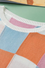 Load image into Gallery viewer, Grapefruit Orange Color Block Cap Sleeve Sweater