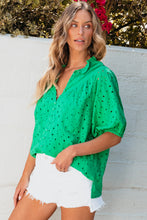 Load image into Gallery viewer, White Flower Embroidered Hollow-out Puff Sleeve Blouse