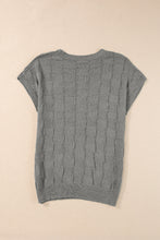 Load image into Gallery viewer, Dusty Pink Lattice Textured Knit Short Sleeve Sweater