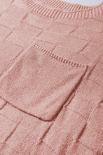 Load image into Gallery viewer, Dusty Pink Lattice Textured Knit Short Sleeve Sweater