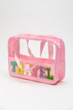 Load image into Gallery viewer, Black TRAVEL Chenille Letter Clear PVC Makeup Bag