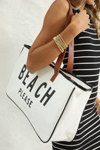 Load image into Gallery viewer, White BEACH PLEASE Print Large Canvas Tote Bag