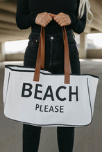 Load image into Gallery viewer, White BEACH PLEASE Print Large Canvas Tote Bag