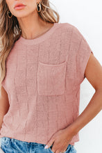 Load image into Gallery viewer, Dusty Pink Lattice Textured Knit Short Sleeve Sweater