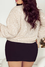 Load image into Gallery viewer, Black Sequin Zip up Round Neck Long Sleeve Jacket