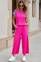 Load image into Gallery viewer, Strawberry Pink Color Block Detail Casual Two-piece Set