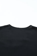 Load image into Gallery viewer, Black Lace Trim V Neck Short Sleeve Blouse