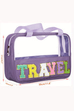 Load image into Gallery viewer, Black TRAVEL Chenille Letter Clear PVC Makeup Bag