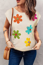 Load image into Gallery viewer, White Flower Crochet Round Neck Knitted Top
