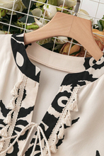 Load image into Gallery viewer, Beige Western Pattern Print Tasseled Notch V Neck Mini Dress