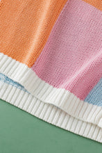 Load image into Gallery viewer, Grapefruit Orange Color Block Cap Sleeve Sweater