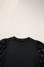 Load image into Gallery viewer, Light Pink Rhinestone Pearl Puff Half Sleeve Top