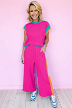 Load image into Gallery viewer, Strawberry Pink Color Block Detail Casual Two-piece Set