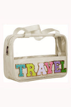 Load image into Gallery viewer, Black TRAVEL Chenille Letter Clear PVC Makeup Bag