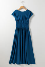 Load image into Gallery viewer, Phalaenopsis Short Sleeve Shirred High Waist V Neck Maxi Dress