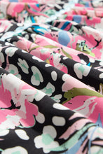 Load image into Gallery viewer, Pink Leopard Floral Ricrac Embellished Tiered Mini Dress