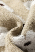 Load image into Gallery viewer, Khaki Floral Pattern Half Zip Drop Shoulder Sweater