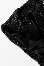 Load image into Gallery viewer, Black Sequin Zip up Round Neck Long Sleeve Jacket