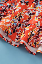 Load image into Gallery viewer, Orange Floral Printed Ruffle Sleeve Curvy Babydoll Blouse -PLUS