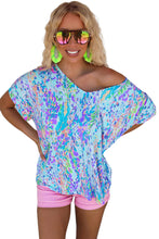 Load image into Gallery viewer, Sky Blue Loose Painted Floral Tee