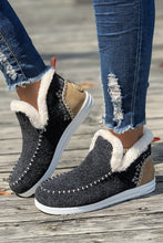 Load image into Gallery viewer, Carbon Grey Suede Stitching Patchwork Plush Lined Anklet Boots