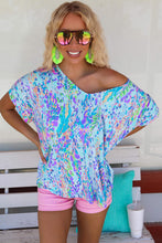 Load image into Gallery viewer, Sky Blue Loose Painted Floral Tee