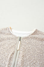 Load image into Gallery viewer, Black Sequin Zip up Round Neck Long Sleeve Jacket