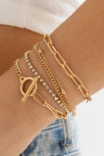 Load image into Gallery viewer, Gold Multi Layered Rhinestone Plated Chain Bracelet Set