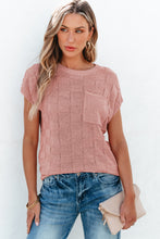 Load image into Gallery viewer, Dusty Pink Lattice Textured Knit Short Sleeve Sweater