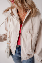 Load image into Gallery viewer, Real Teal Corduroy Drawstring Hooded Pocket Zip Up Jacket