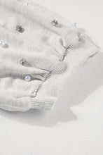 Load image into Gallery viewer, Light Pink Rhinestone Pearl Puff Half Sleeve Top