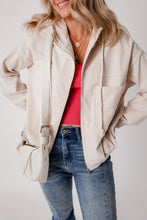 Load image into Gallery viewer, Real Teal Corduroy Drawstring Hooded Pocket Zip Up Jacket