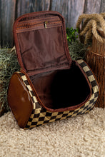 Load image into Gallery viewer, Black Checkered PU Leather Zipper Makeup Bag
