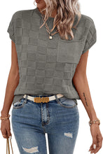 Load image into Gallery viewer, Dusty Pink Lattice Textured Knit Short Sleeve Sweater
