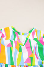 Load image into Gallery viewer, Orange Abstract Print Ruffled Sleeve V Neck Dress