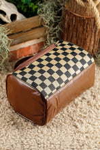 Load image into Gallery viewer, Black Checkered PU Leather Zipper Makeup Bag