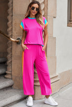 Load image into Gallery viewer, Strawberry Pink Color Block Detail Casual Two-piece Set