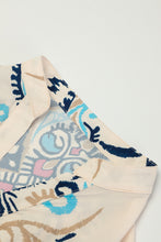 Load image into Gallery viewer, White Printed Tribal Print Bracelet Sleeve Buttoned Mini Dress