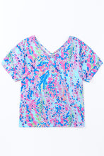 Load image into Gallery viewer, Sky Blue Loose Painted Floral Tee