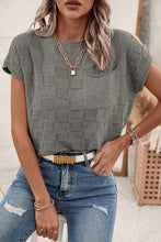 Load image into Gallery viewer, Dusty Pink Lattice Textured Knit Short Sleeve Sweater