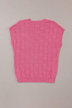 Load image into Gallery viewer, Dusty Pink Lattice Textured Knit Short Sleeve Sweater