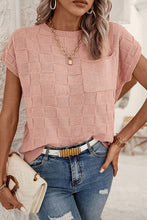 Load image into Gallery viewer, Dusty Pink Lattice Textured Knit Short Sleeve Sweater