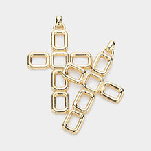 Load image into Gallery viewer, Metal Wire Cross Dangle Earrings- Silver