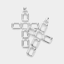 Load image into Gallery viewer, Metal Wire Cross Dangle Earrings- Silver