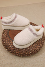 Load image into Gallery viewer, White Embroidered Sherpa Plush Thick Sole Winter Slippers