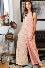 Load image into Gallery viewer, Orange Stripe Oversized Buttoned Front Sleeveless Wide Leg Jumpsuit