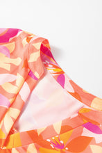 Load image into Gallery viewer, Orange Abstract Print Ruffled Sleeve V Neck Dress