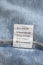 Load image into Gallery viewer, Blue Lapel Distressed Raw Hem Buttons Denim Jacket