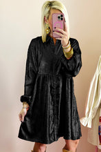 Load image into Gallery viewer, Apricot Metallic Sheen Puff Sleeve Button Up Mini Shirt Dress